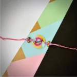 Designer name with alphabet rakhi -pink
