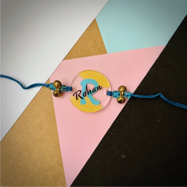 Designer name with alphabet rakhi -blue